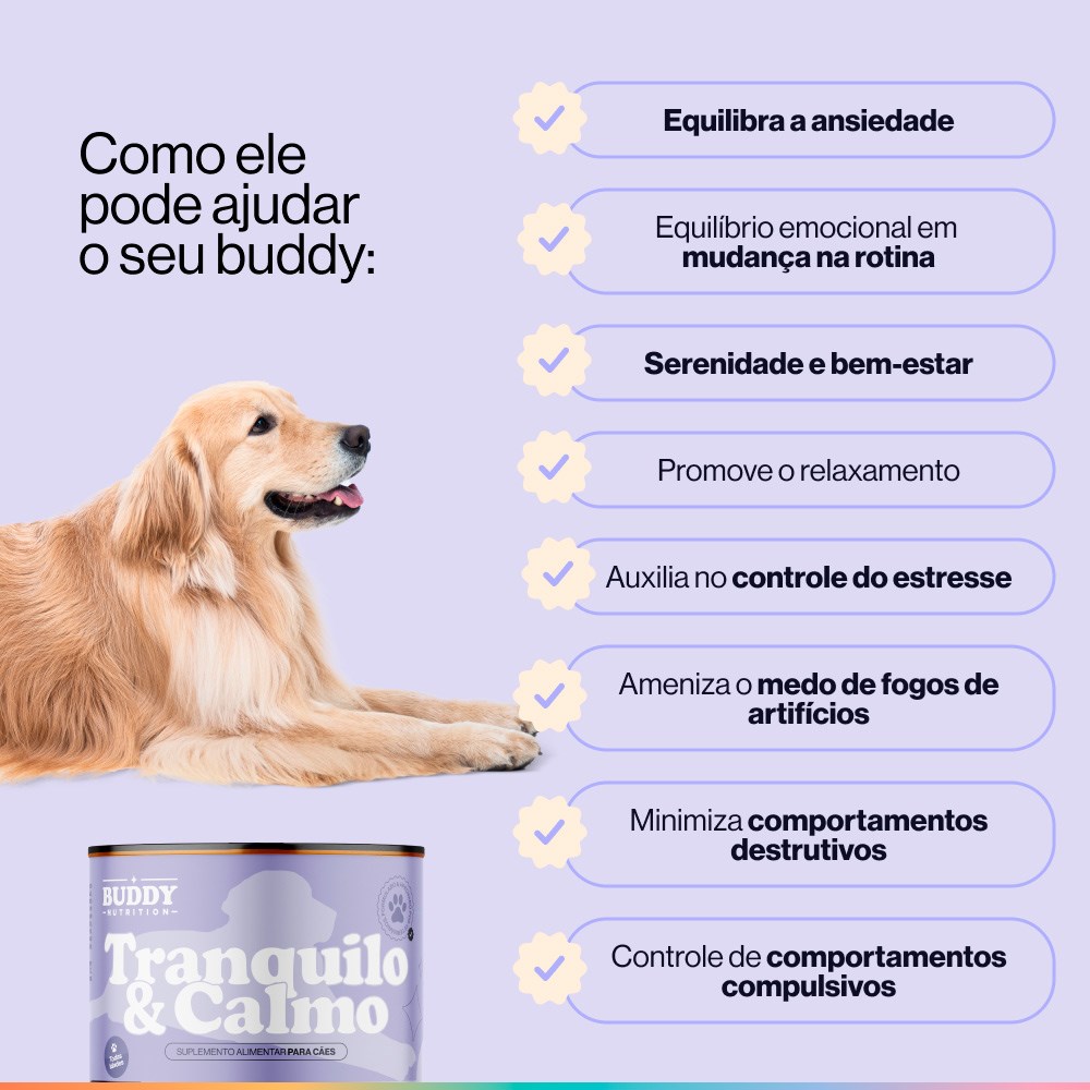 Suplemento Alimentar Buddy Nutrition Tranquilo & Calmo Sabor Carne Suína para Cães