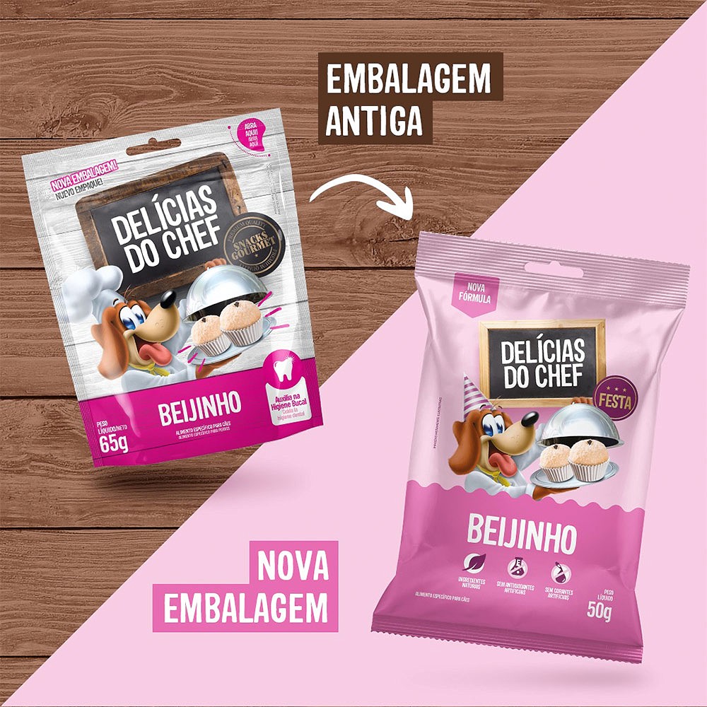 Snack Petitos Chef sabor Beijinho para Cães