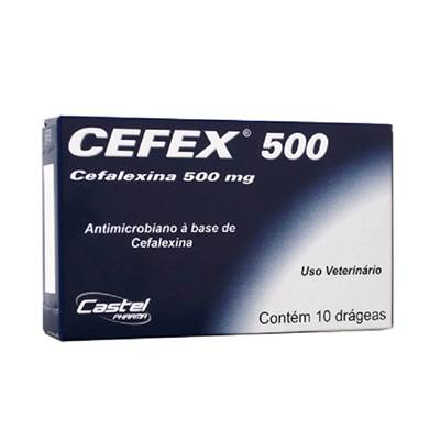 Cefex 500 Antibiótico Cães e Gatos - 10 Comprimidos 500mg