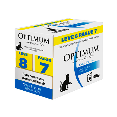 Ração Úmida Optimum Sachê para Gatos Adultos Castrados Frango - Leve 8 Pague 7 8 unidades