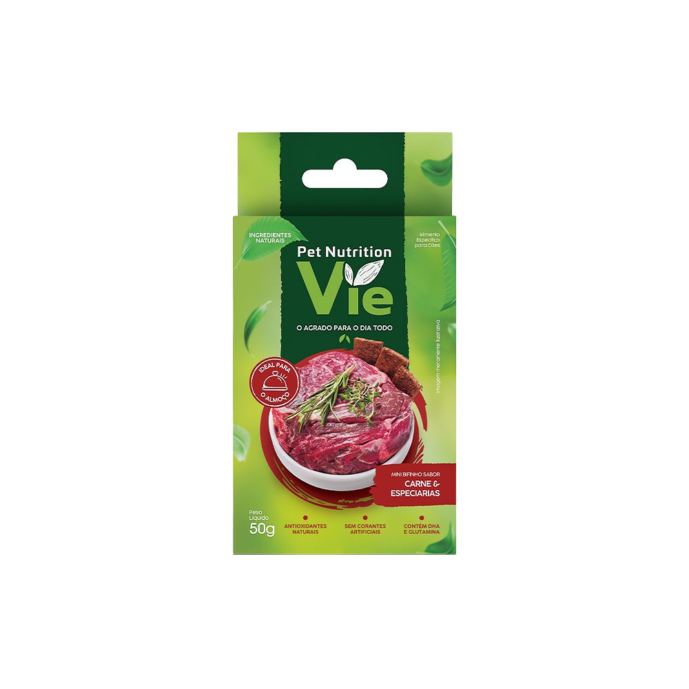 Snack Pet Nutrition Vie Carne e Especiarias para Cães 