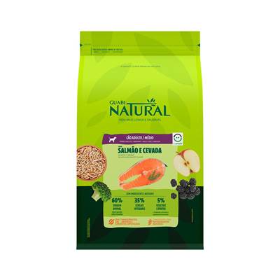 Ração Guabi Natural para Cães Adultos Porte Médio sabor Salmão & Cevada 2,5kg
