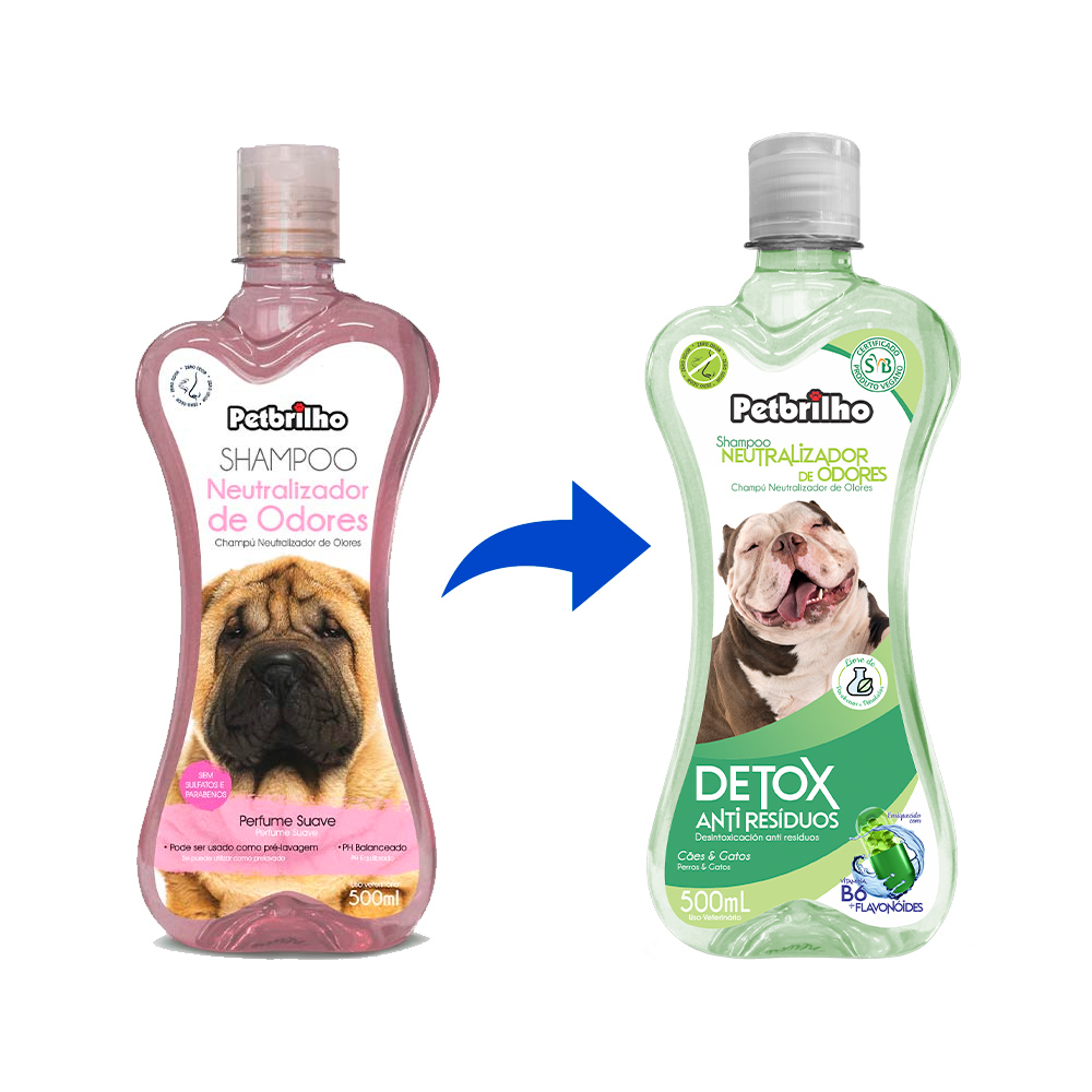 Shampoo Petbrilho Vegano Neutralizador de Odor Detox para Cães