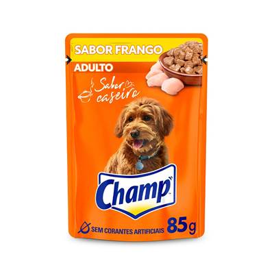 Ração Úmida Champ para Cães Adultos sabor Caseiro Frango 85g