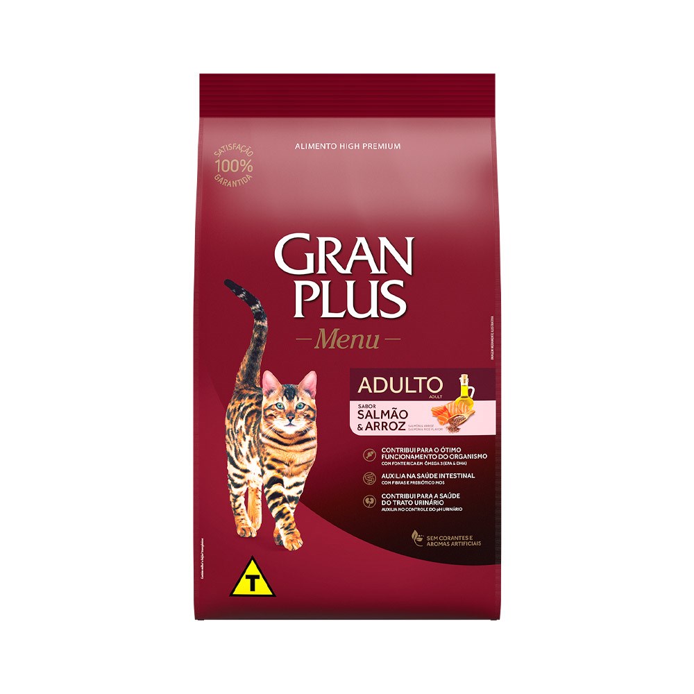 Ração Granplus para Gatos Adultos sabor Salmão & Arroz