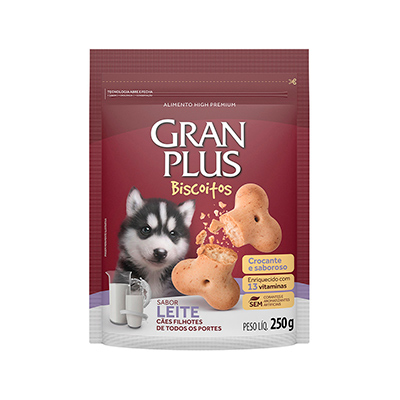 Biscoito GranPlus para Cães Filhotes sabor Leite 250g