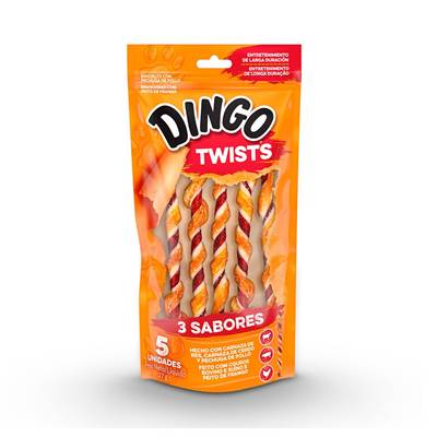 Petisco Dingo Twists 3 Sabores para Cães 5 unidades