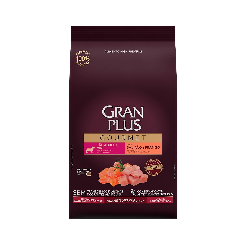 Ração Granplus Gourmet para Cães Adultos Porte Mini sabor Salmão e Frango