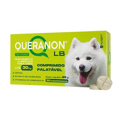 Queranon LB - Suplemento Vitamínico e Mineral para a Pele e a Pelagem 30 comprimidos
