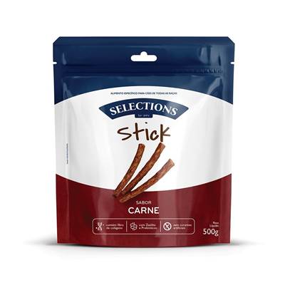 Petisco Selections For Pets Stick para Cães Sabor Carne 500g