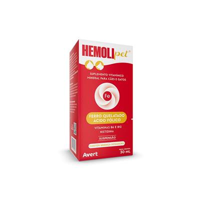 Suplemento Vitamínico Avert Hemolipet para Cães e Gatos 30ml