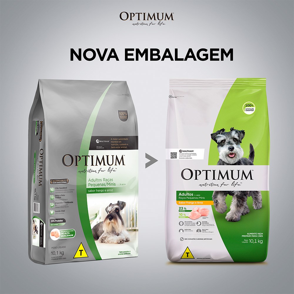 Ração Optimum para Cães Adultos de Raças Pequenas e Minis sabor Frango e Arroz