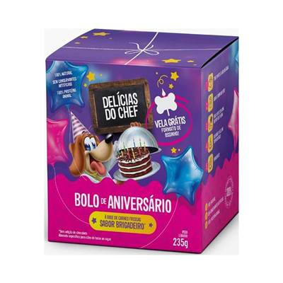Bolo de Aniversário Petitos Delícias do Chef sabor Brigadeiro para Cães 235g