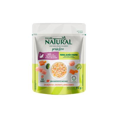 Ração Guabi Natural Grain Free Sachê para Gatos Adultos sabor Salmão & Frango 85g