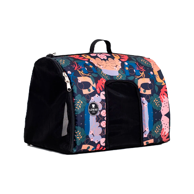 Bolsa de Transporte I Love Pet Floral Marinho para Cães e Gatos P