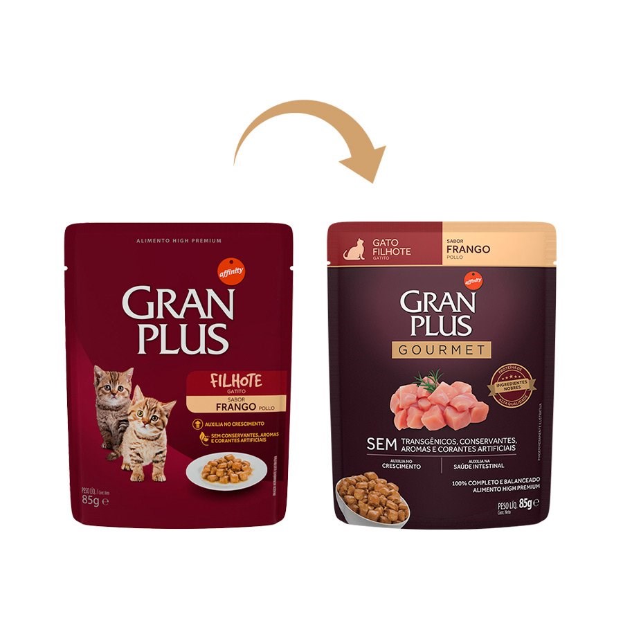 Ração GranPlus Sachê Gourmet para Gatos Filhotes sabor Frango