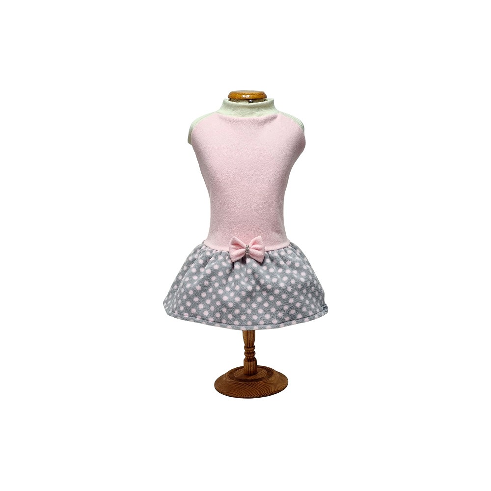 Vestido Griff Dog Rosa com Poá para Cães e Gatos