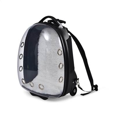 Mochila Chalesco Vision Preta com Rodas para Cães e Gatos U