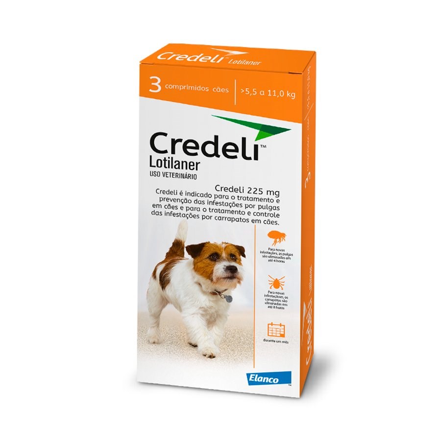 Antipulgas e Carrapatos Credeli para Cães de 5,5kg a 11kg - 225mg