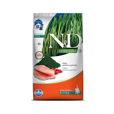 Ração N&D Spirulina para Gatos Filhotes sabor Tilápia, Spirulina e Goji Berry 1,5kg