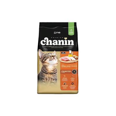 Ração Chanin sabor Carne, Peixe e Frango para Gatos Filhotes 1kg