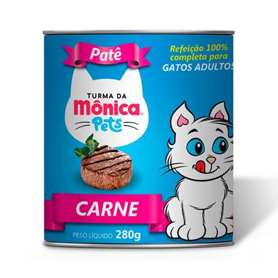 Ração Úmida Turma da Mônica Pets Patê para Gatos Adultos Sabor Carne 280g