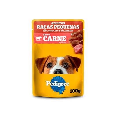 Ração Pedigree Sachê para Cães Adultos Raças Pequenas sabor Carne 100g