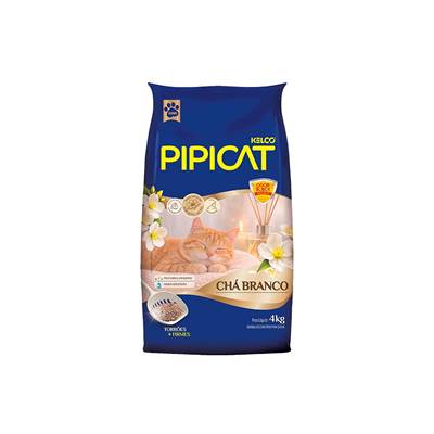 Areia Higiênica Pipicat Chá Branco para Gatos