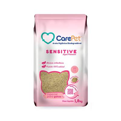 Areia Higiênica CarePet Biodegradável Sensitive para Gatos 1,8kg