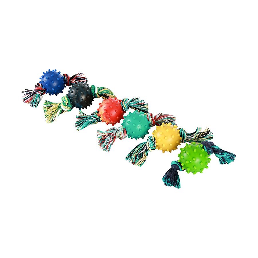 Brinquedo Art Injet Bola Borracha Injetada 55mm com Corda e Cravo para Cães