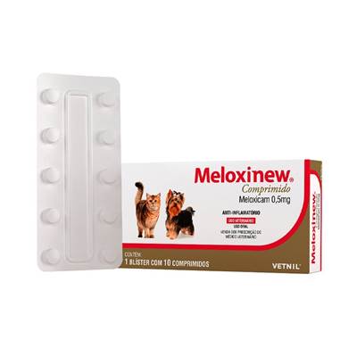 Anti-inflamatório Meloxinew 10 Comprimidos para Cães e Gatos 4mg