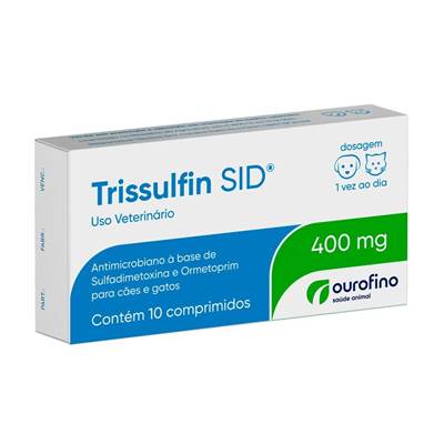 Antibiótico Trissulfin SID 400mg para Cães e Gatos 10 comprimidos
