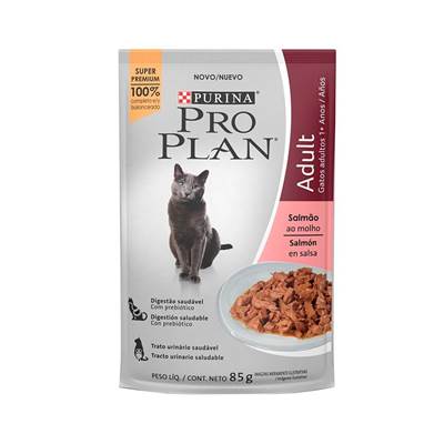 Ração Pro Plan Sachê Adult para Gatos Adultos sabor Salmão ao Molho 85g