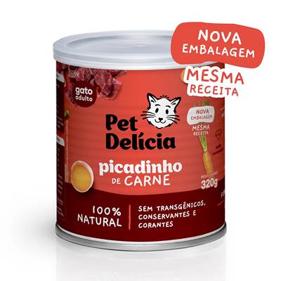 Ração Pet Delícia Picadinho de Carne Natural para Gatos 320g