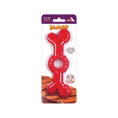 Brinquedo Jambo Osso TPR Anelado para Cães Sabor Carne U