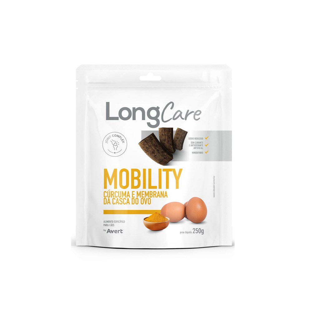 Snack LongCare Funcional Mobility para Cães Adultos sabor Cúrcuma e Membrana da Casca do Ovo