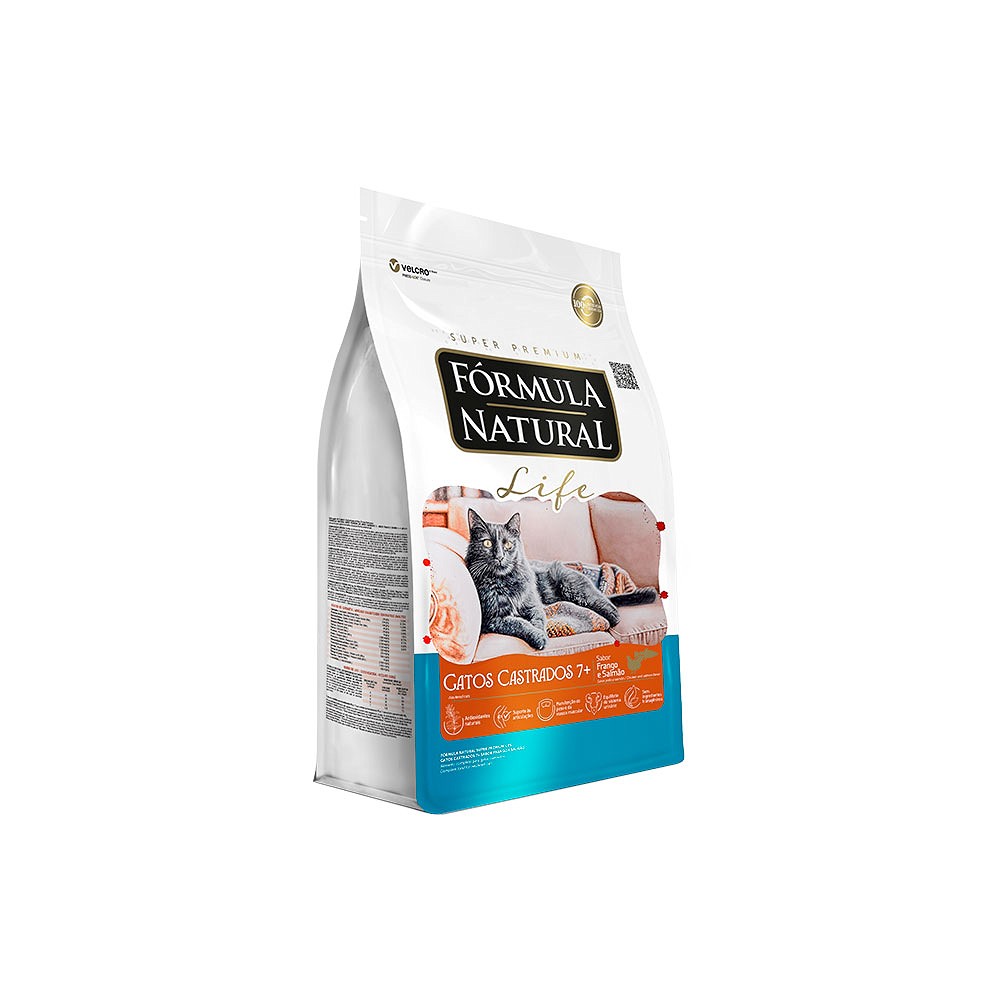 Ração Fórmula Natural Life para Gatos Castrados 7+ Sabor Frango e Salmão