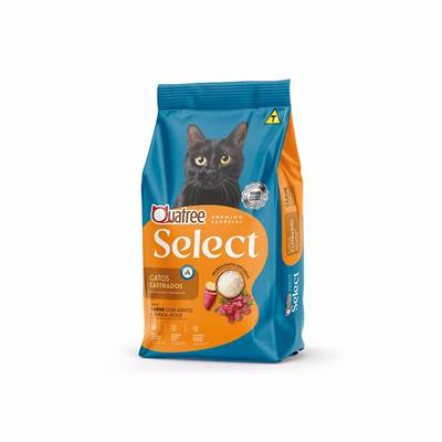 Ração Quatree Select para Gatos Castrados sabor Carne com Arroz e Batata Doce 3kg
