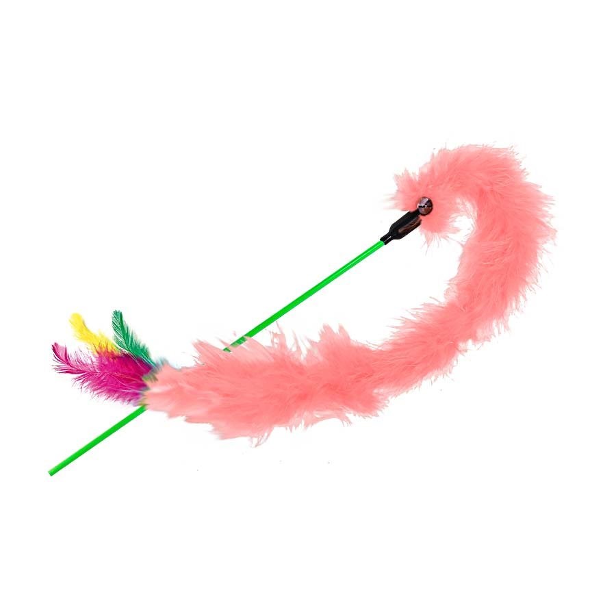 Brinquedo Napi Vara Com Plumas para Gatos - Cores Sortidas