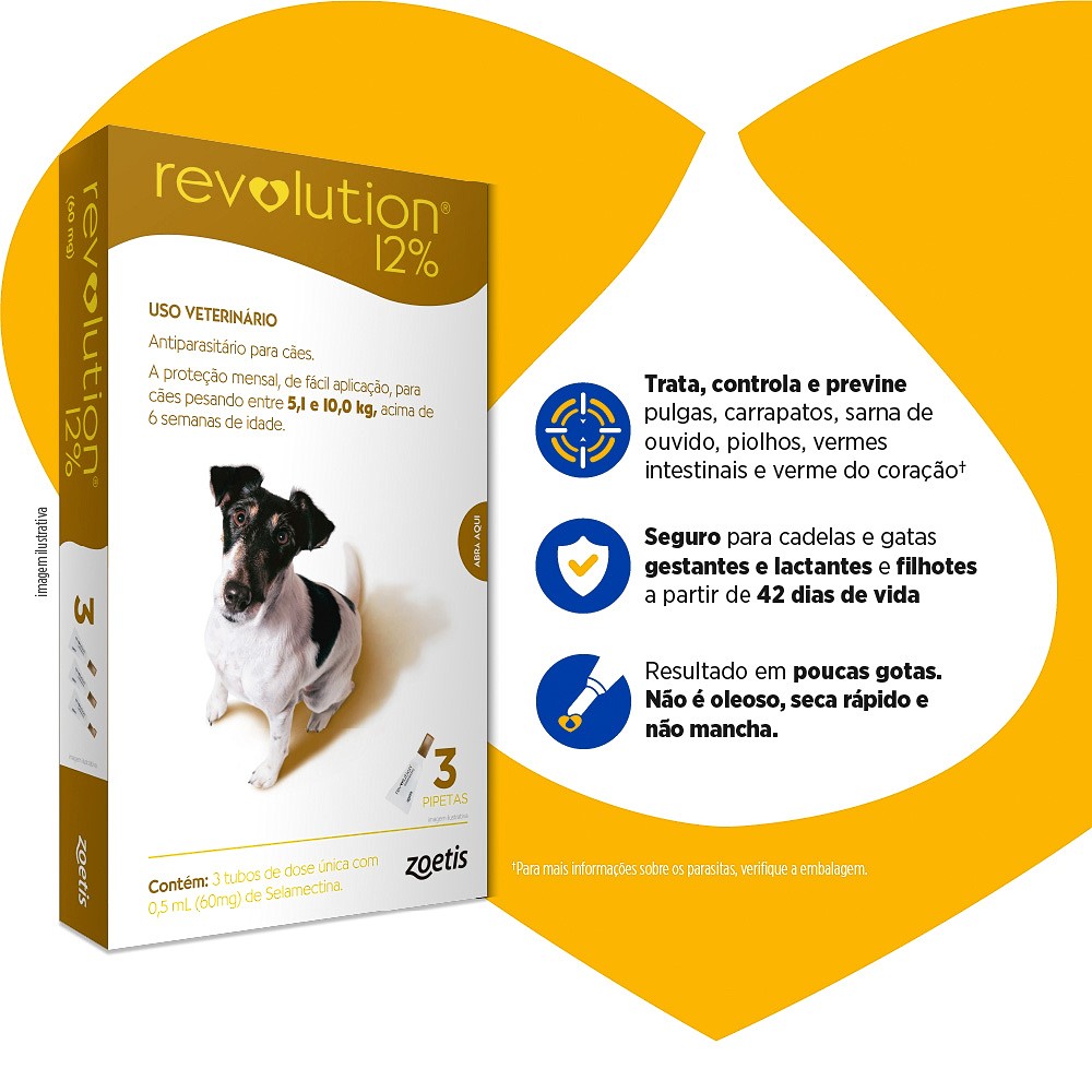 Revolution Zoetis 12% 0,50 ml para Cães de 5kg a 10kg