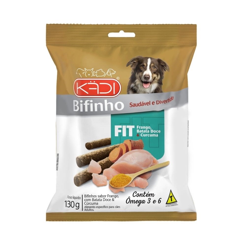Snack Kadi Bifinho FIT para Cães Sabor Frango, Batata Doce e Cúrcuma