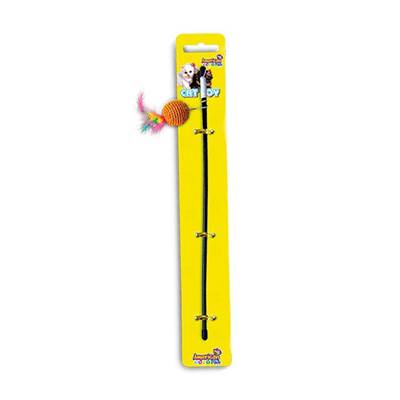 Brinquedo Cat Toy Bolinha com Penacho e Haste para Gatos U