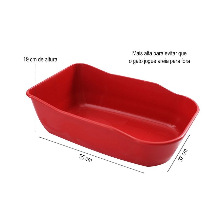 Bandeja Higiênica DuraPets Luxo Vermelha para Gatos