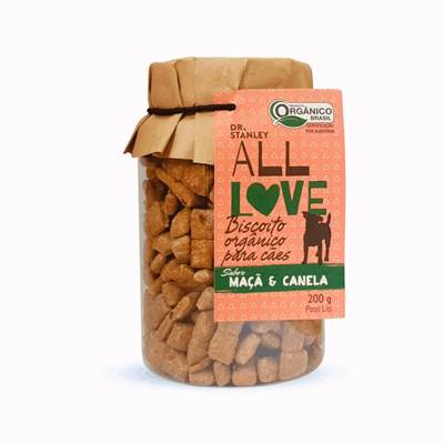 Biscoitos Orgânicos All Love para Cães sabor Maça & Canela 200g