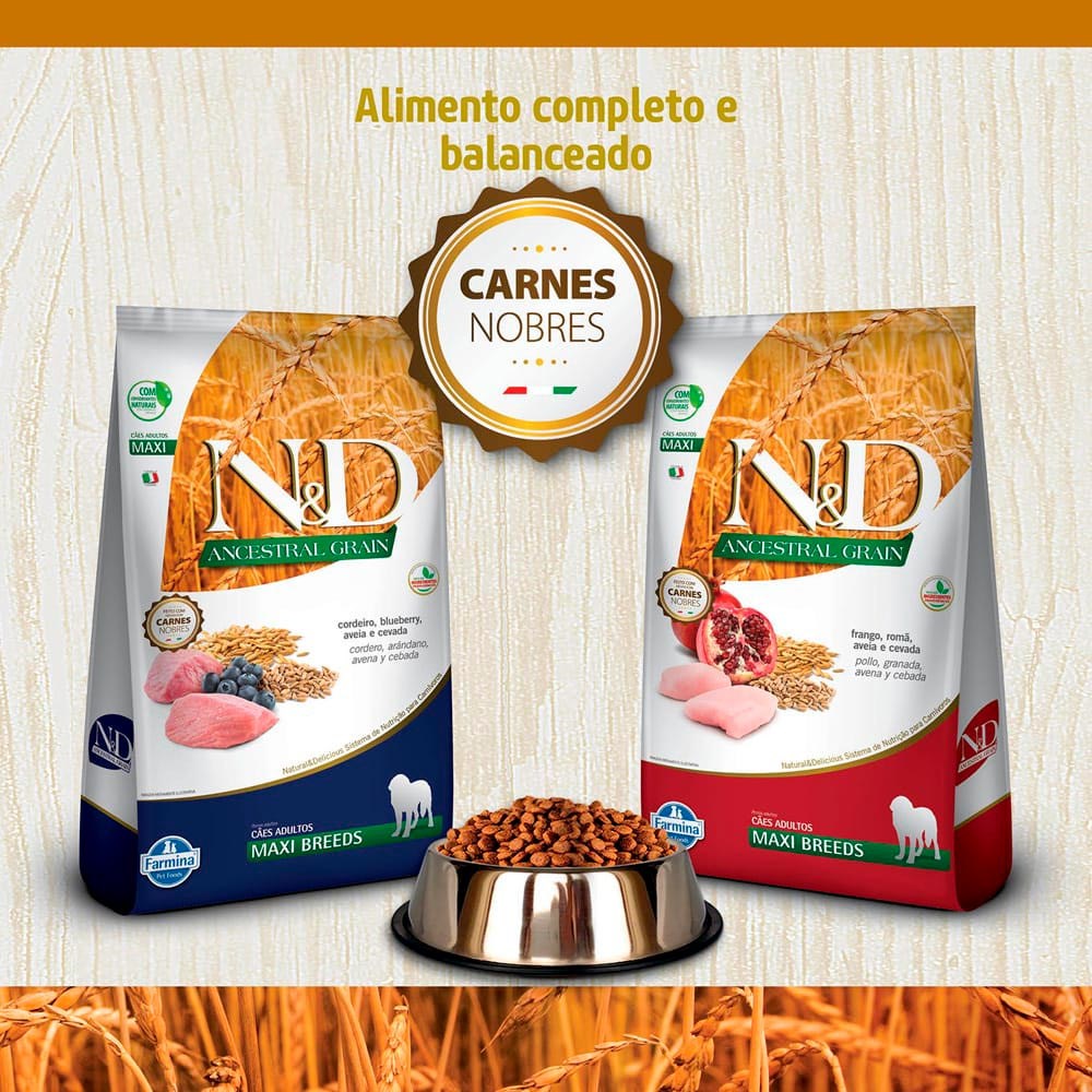 Ração N&D Ancestral para Cães Adultos Maxi sabor Cordeiro