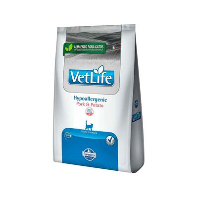 Ração Vet Life Hypoallergenic Pork e Potato para Gatos 400g