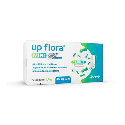 Suplemento Up Flora Mini para Cães e Gatos 30 cápsulas