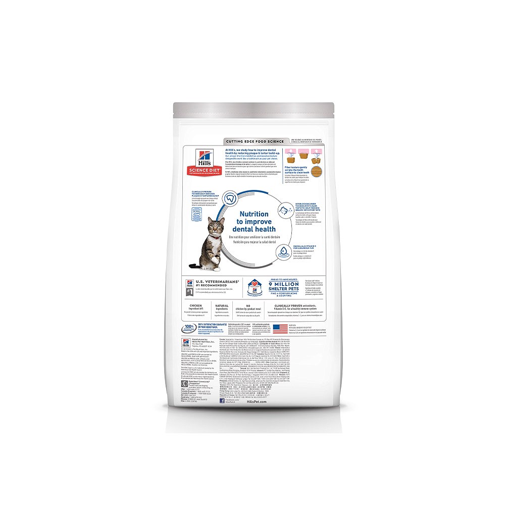 Ração Hill's Science Diet Saúde Dental para Gatos Adultos Sabor Frango