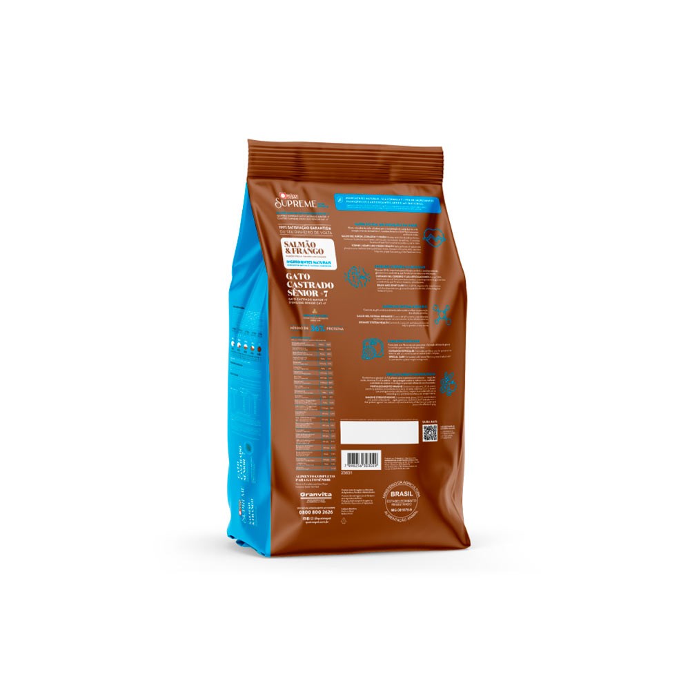 Ração Quatree Supreme para Gatos Sênior +7 Sabor Salmão e Frango