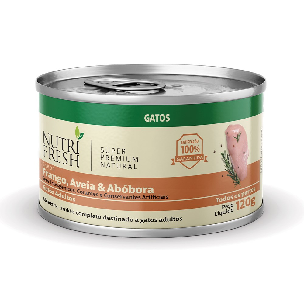 Ração Úmida Lata Nutrifresh para Gatos sabor Frango, Aveia e Abóbora